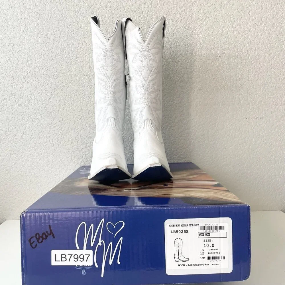 Lane MEGAN MORONEY Cowboy Boots Smokeshow Womens 10 White Western Cowgirl Tall - Picture 14 of 15